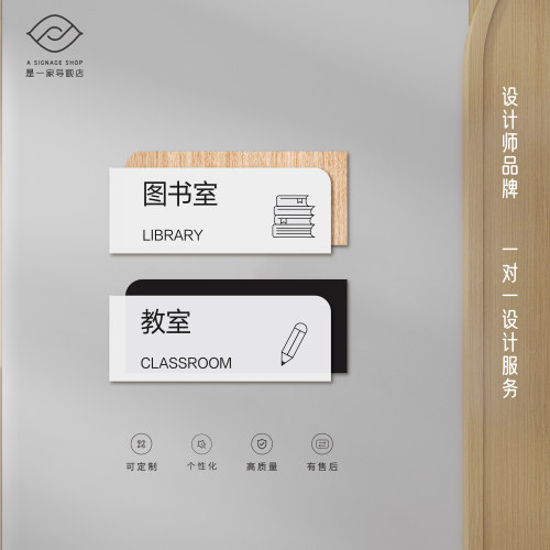 双层木纹亚克力简约科室牌