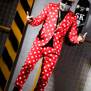 酒吧歌手夜店DJMCDS舞台服GOGO演出服 经点波点西装休闲西装