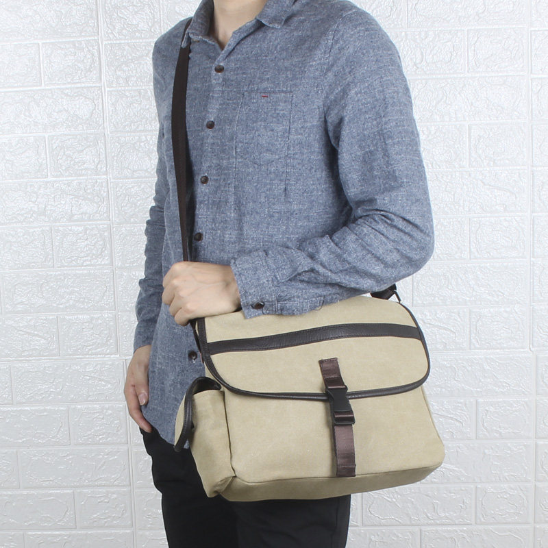 学院风单肩包帆布包韩版拉链单肩斜挎包男士包包书包休闲包邮差包