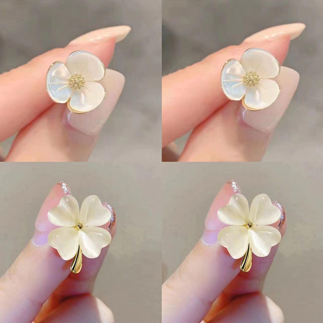 新款四叶草防走光扣V领胸针图片