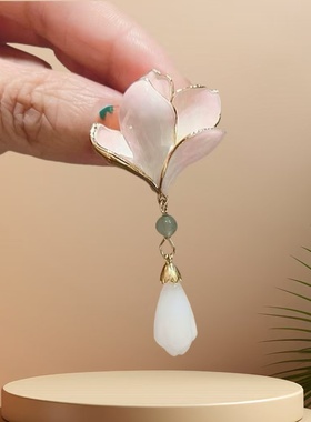 新款古风玉兰花胸针设计精致胸花别针高级中式旗袍配饰国潮国风