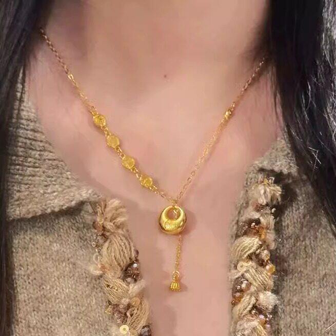 2025年新款平安喜乐金坨坨小胖福项链女越南沙金仿真黄金结婚三金