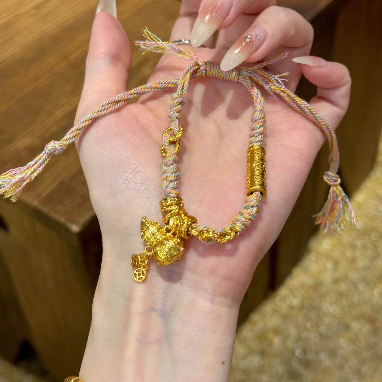 沙金葫芦钱币盘缠手链仿图片