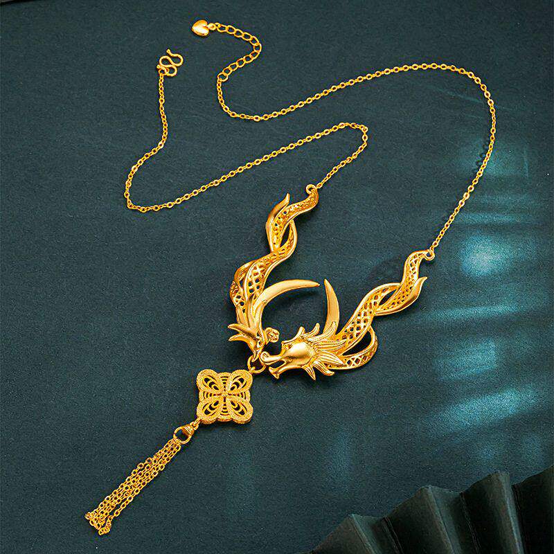 新款龙凤呈祥套链复古高级感项链女越南沙金仿真黄金结婚三金首饰