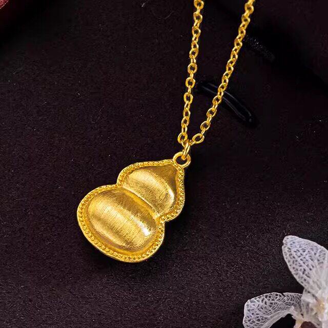 新款拉丝葫芦套链女士轻奢越南沙金仿真黄金锁骨项链秋冬毛衣配饰