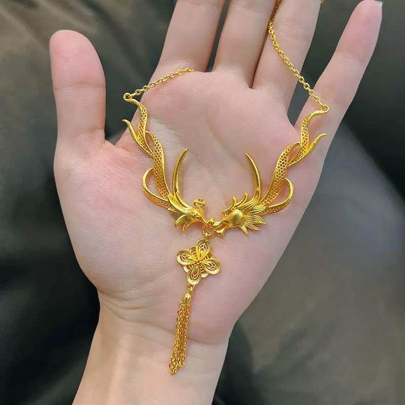 龙凤黄金色项链彷真三金五金假沙金结婚道具订婚备婚套新中式婚礼