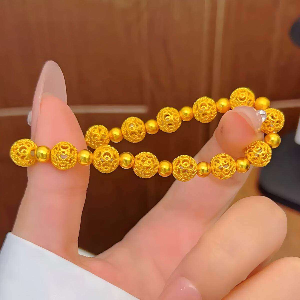 花丝绣球沙金手链古法彷
