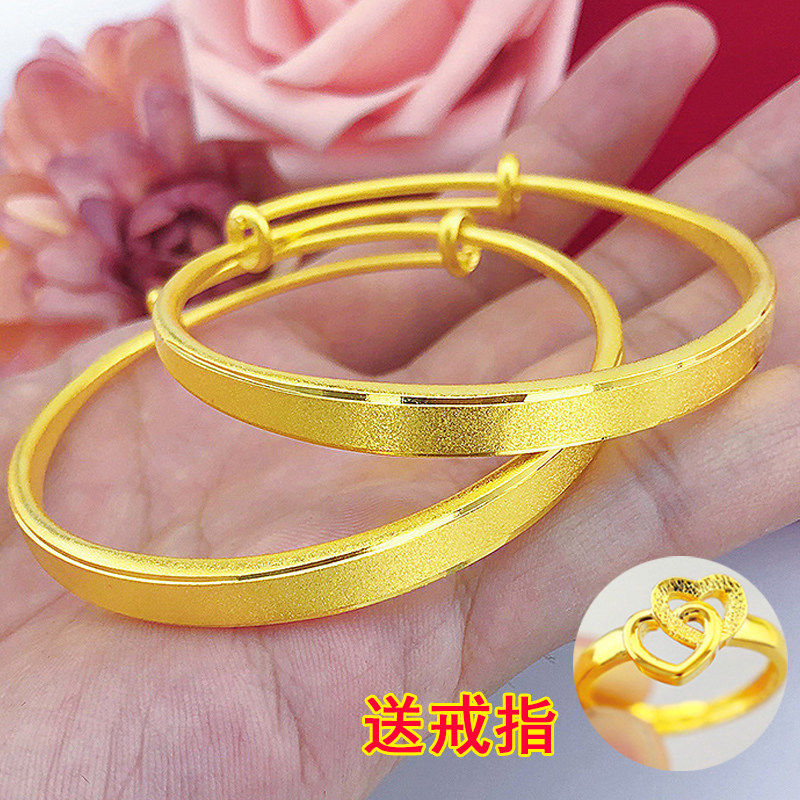 越南沙金手镯女仿真黄金久不掉色24K金镯子久不掉色正品999女款