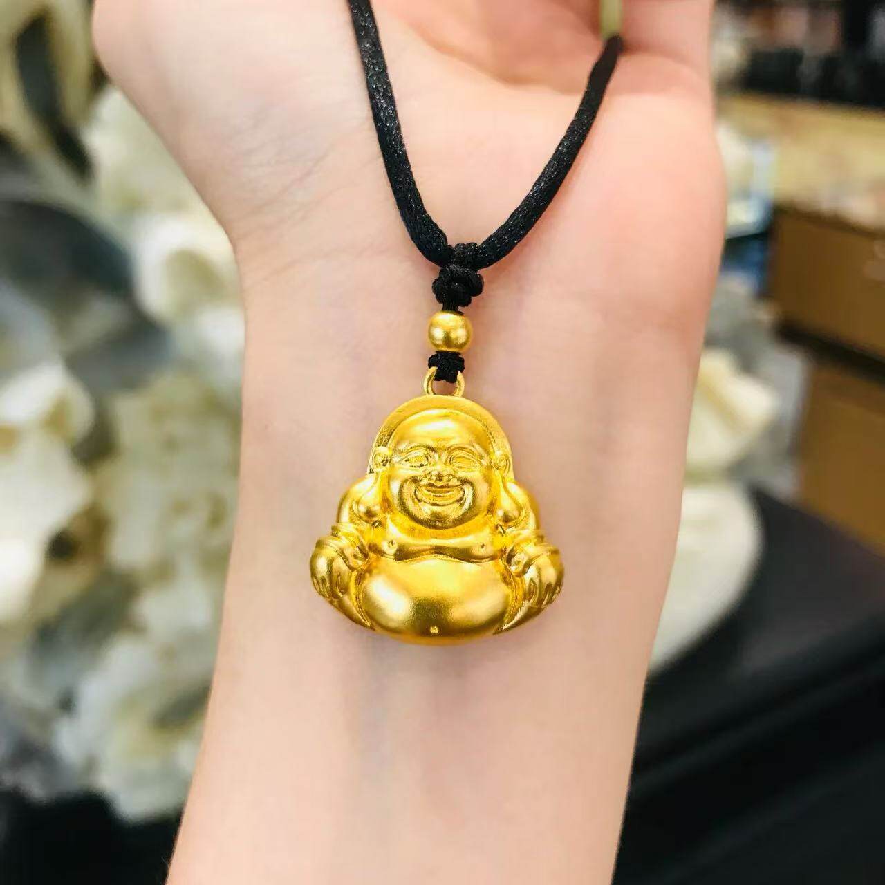 弥勒佛吊坠仿真黄金沙金