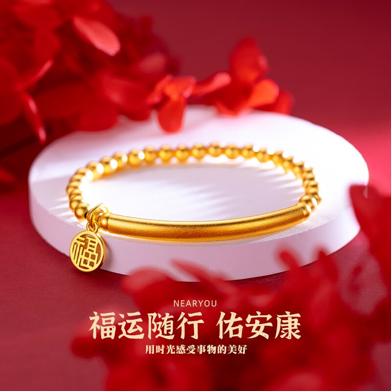 南非锡金新款古法传承弯管福手链女生彷真黄金不掉色时尚个性手环