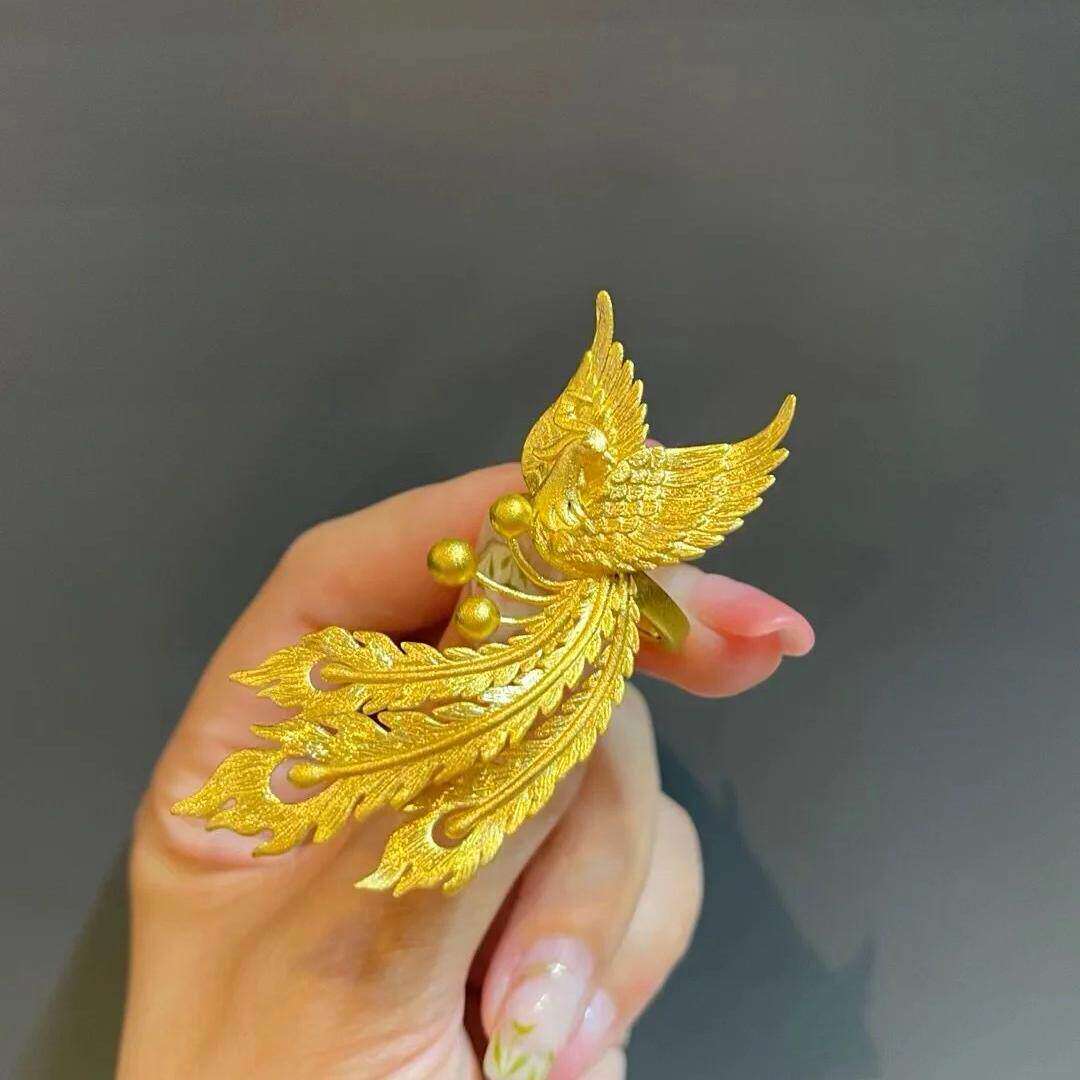 凤凰开口戒指订婚彷真黄