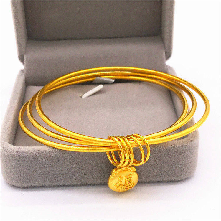 三生三世手镯女越南沙金仿真黄金三环镯子多圈不掉色首饰正品999