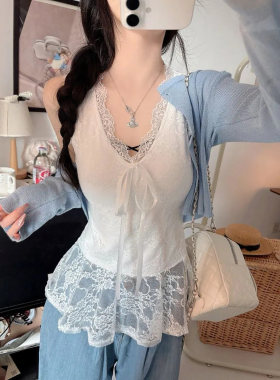 纯欲风吊带背心女2026春季新款蕾丝边拼接洋气性感甜辣妹百搭上衣