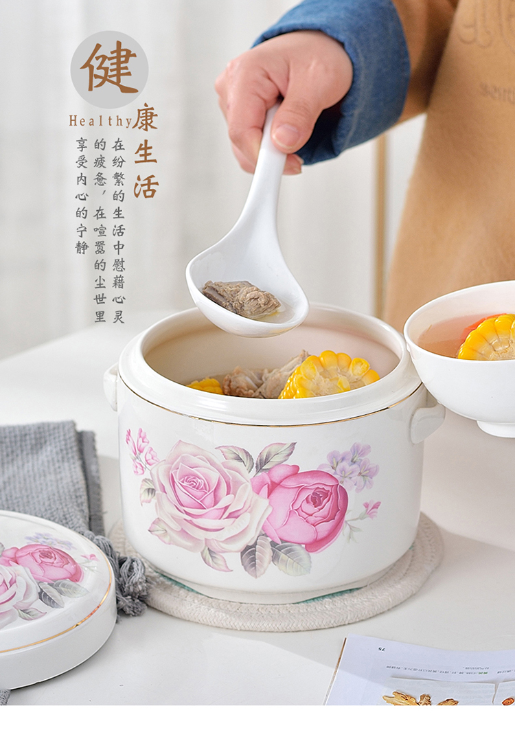 带双盖陶瓷汤煲隔水炖燕窝骨瓷中式大小号纯色家用炖盅罐碗蒸汤盅