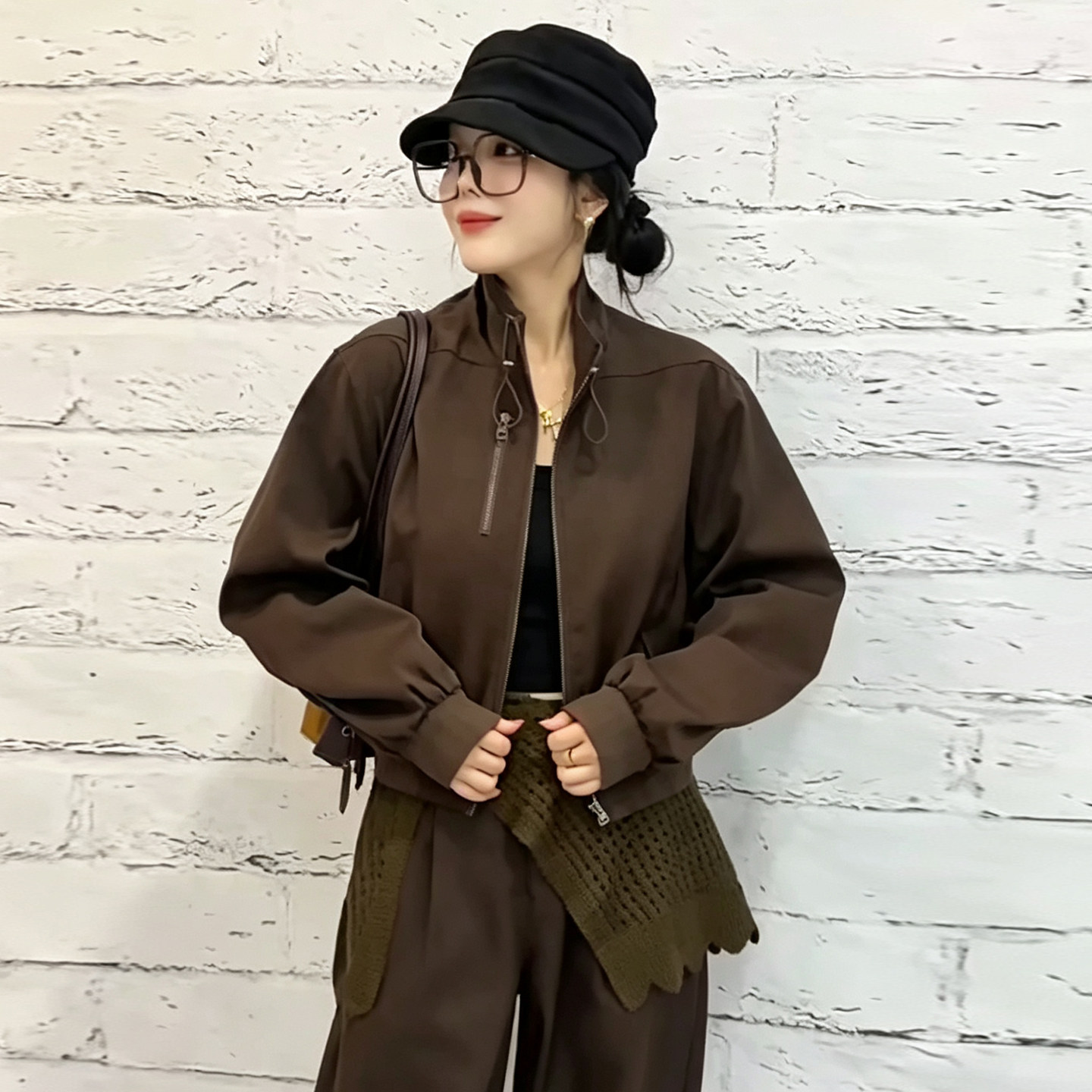 韩版立领短款外套宽松夹克女春秋