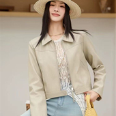 小个子洋气显瘦机车服皮夹克外套 新款 复古翻领短款 皮衣女2026春季