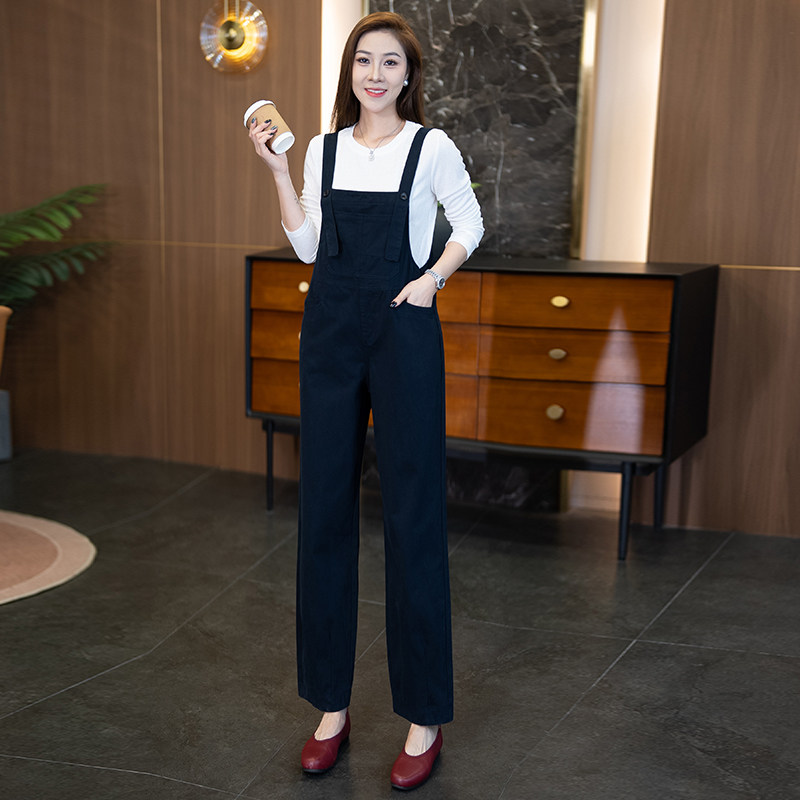 工装牛仔背带裤女春秋休闲减龄
