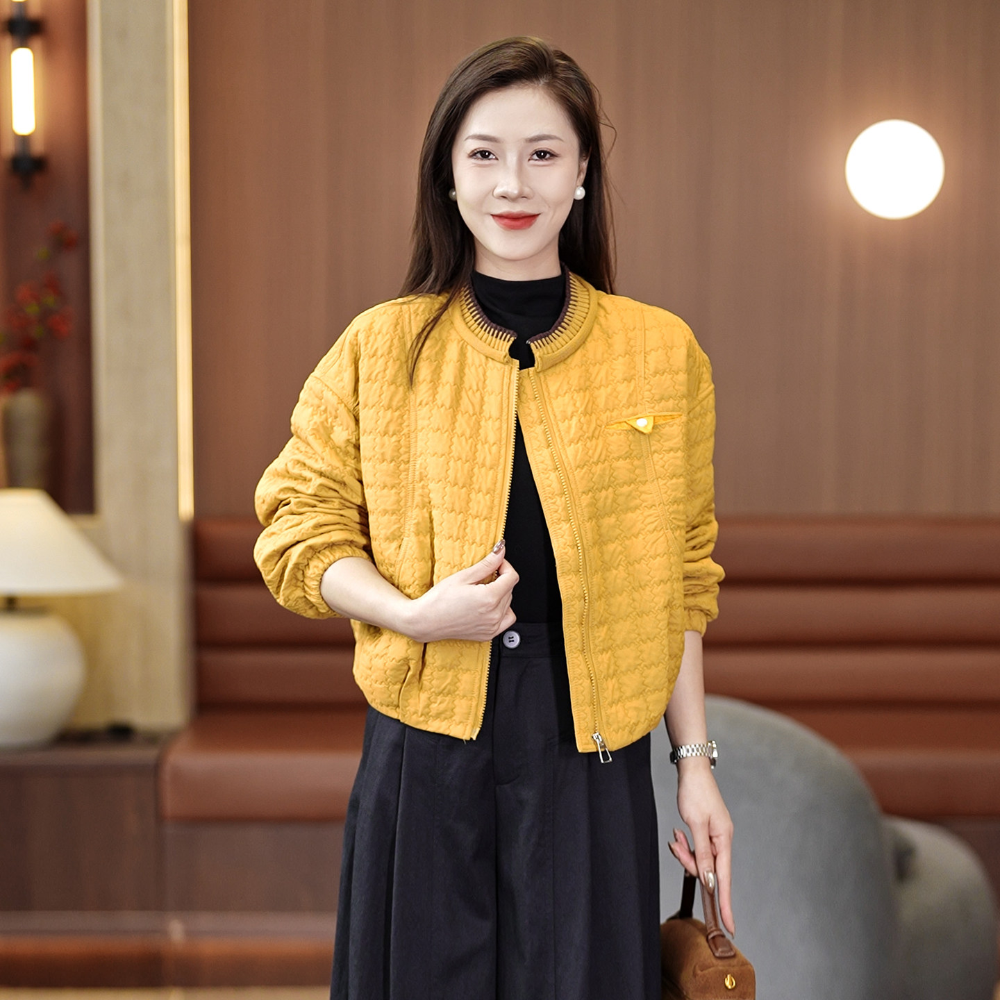 小香风短款夹棉外套女装秋冬显瘦