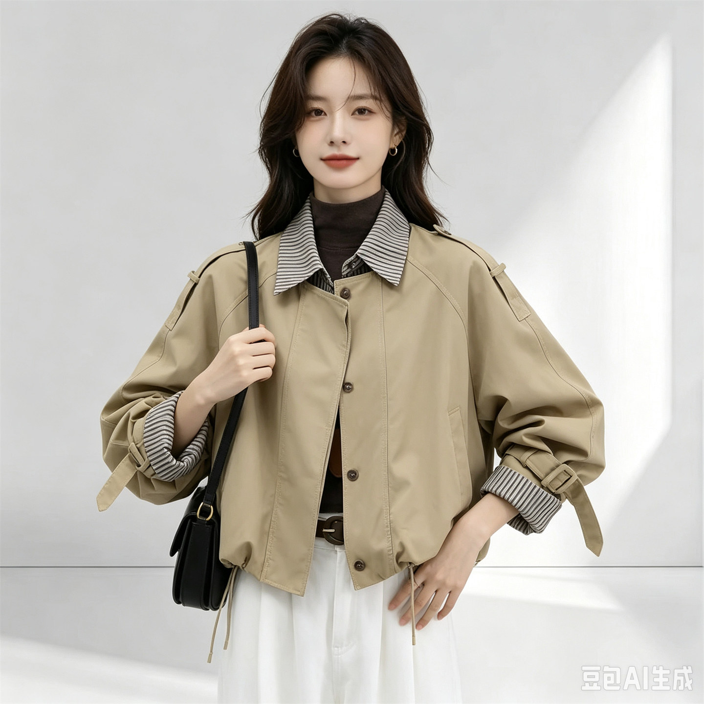 秋季假两件短款风衣女小个子外套