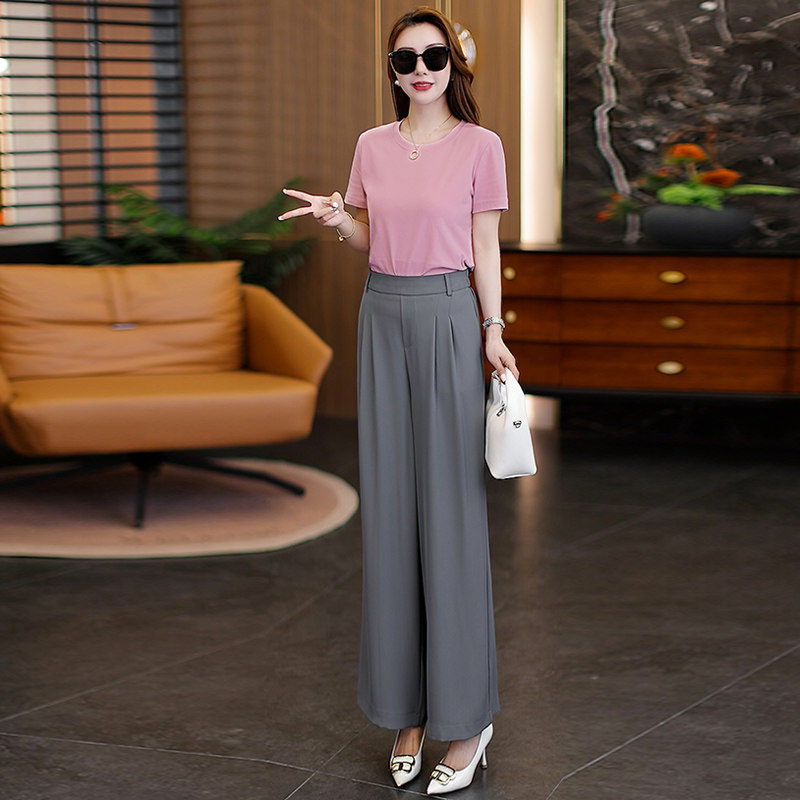 高级感气质减龄套装女2025夏季新款时尚清凉针织上衣阔腿裤两件套