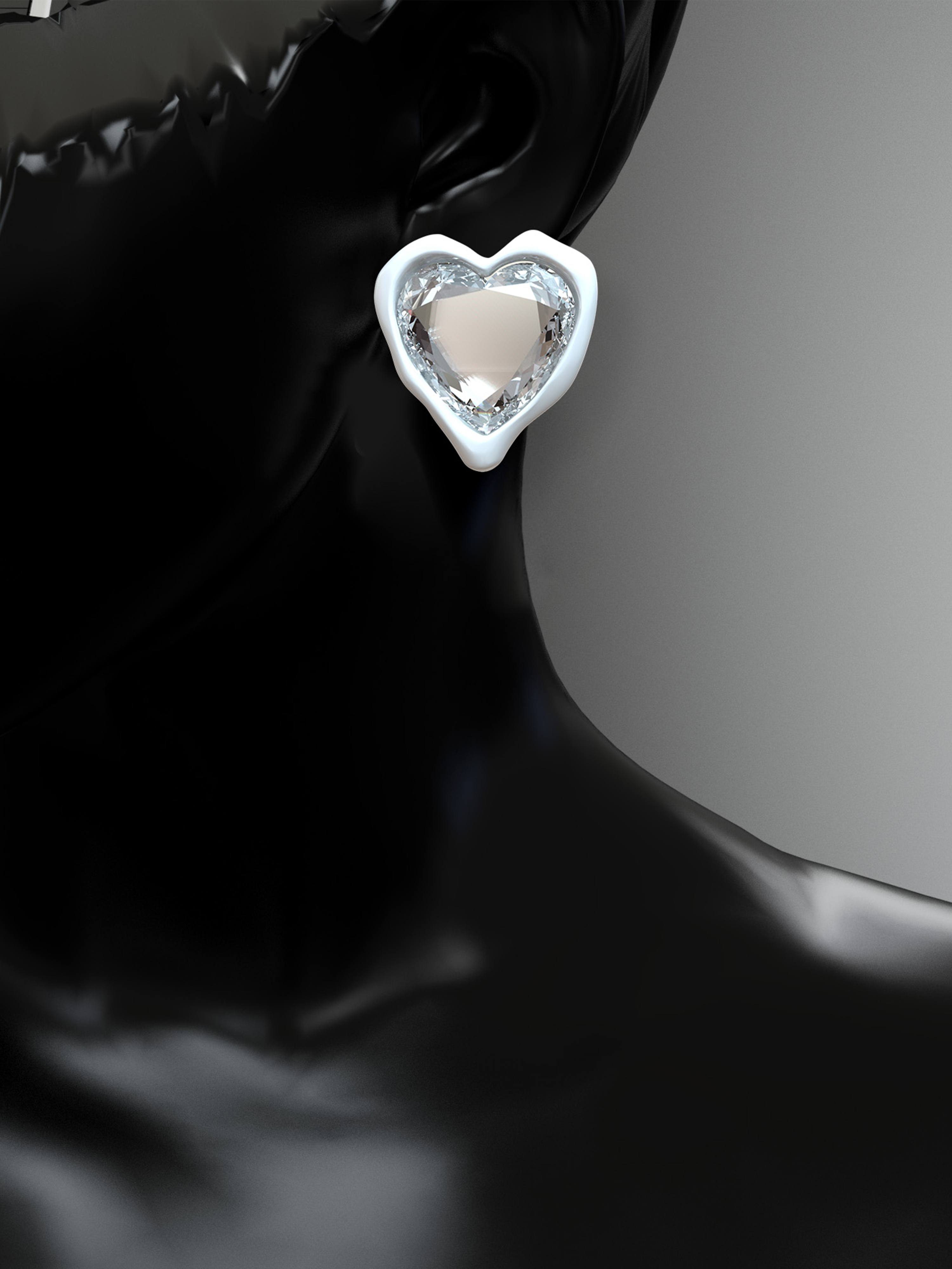 YURITAN白色爱心耳钉2024春夏新款时尚送女友甜蜜耳饰