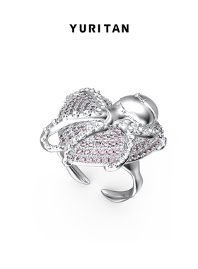 YURITAN情侣镶钻时尚潮流开口戒指
