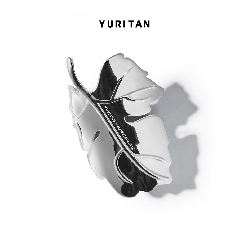 跨界无花果叶式925银情侣款耳夹