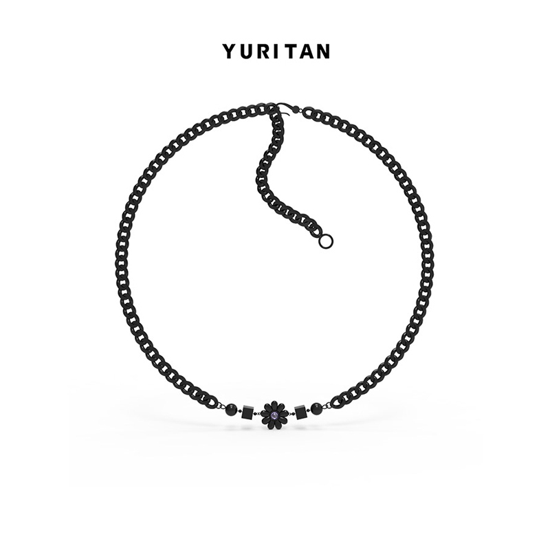 yuritan小雏菊镶钻情侣款项链