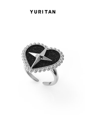 YURITAN心芒黑釉开口戒指