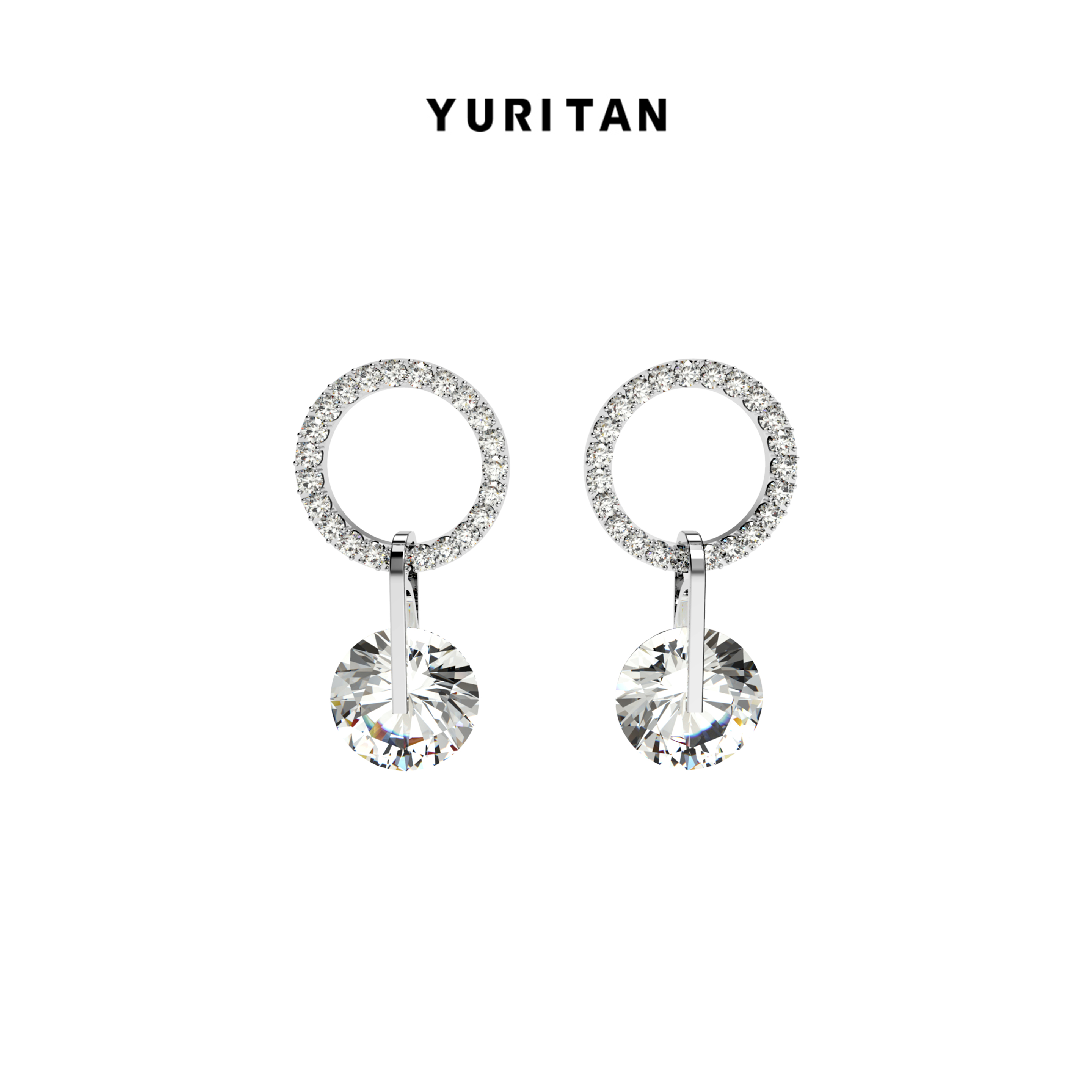 YURITAN锆石镀金镶嵌女款耳环