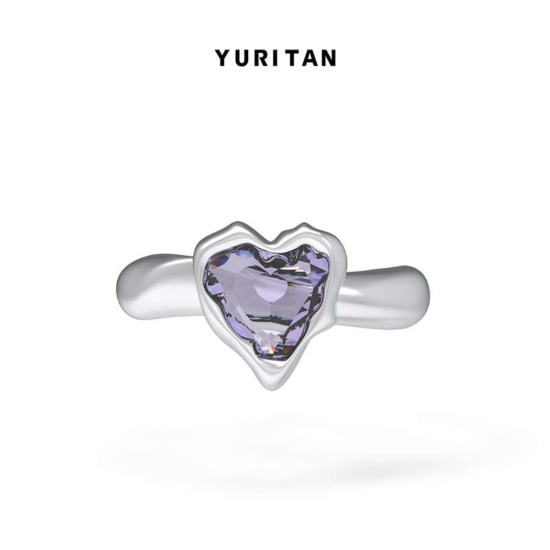 紫色心钻戒指时尚款YURITAN新生