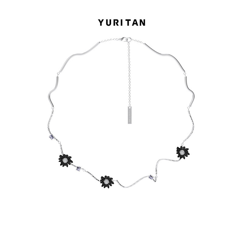 YURITAN三朵雏菊紫钻项链 新生系列新款个性时尚情侣款