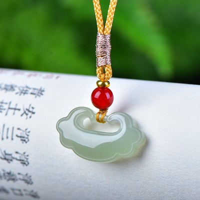 天然真品和田玉如意玉吊坠男士女士玉石挂件晴水玉如意玉佩玉项坠