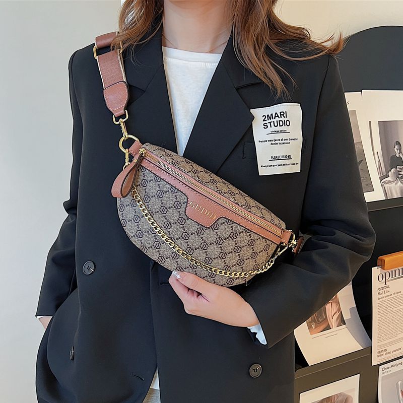 高级感小包包2021新款时尚链条pu单肩斜挎包百搭腰包胸包女马鞍包