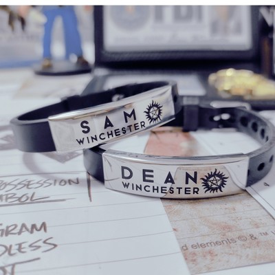 邪恶力量硅胶手环dean&sam castiel手镯supernatural合金手饰奶剧