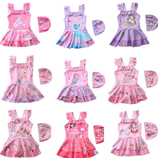 女孩游泳衣 女宝宝平角裙式 儿童泳衣新款 女童连体大中小童婴儿泳装