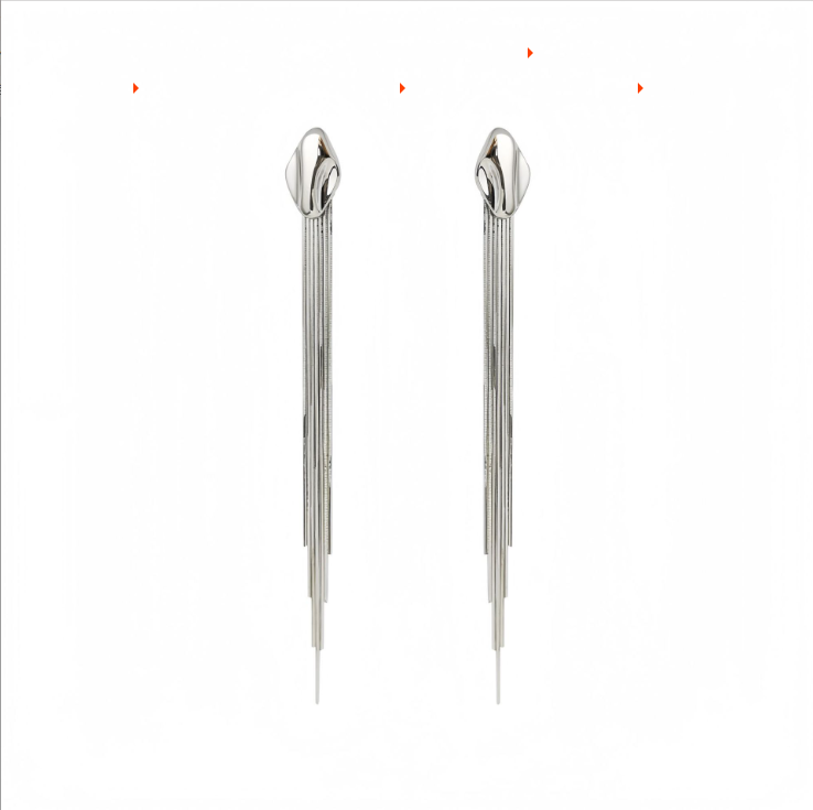 S925银蛇骨流苏瀑布闪耳环长款