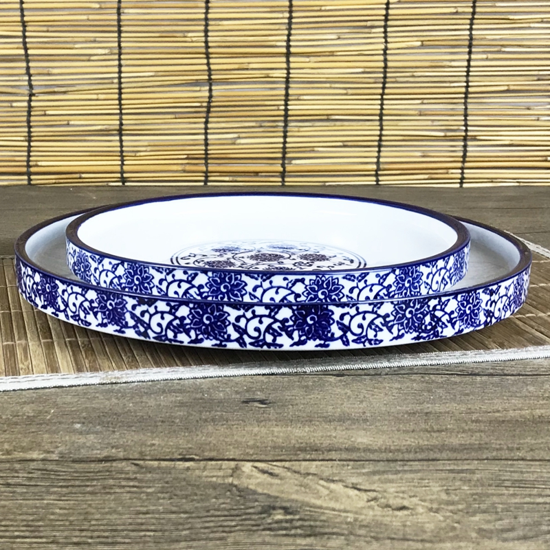 陶瓷釉下彩餐厅商用复古盘子