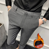 潮流休闲西装 韩版 裤 修身 刺绣男裤 百搭小脚加绒加厚小西裤 子秋冬款