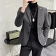 外套华夫格修身 加厚商务休闲小西装 单西潮 秋冬新款 高级感西服男士