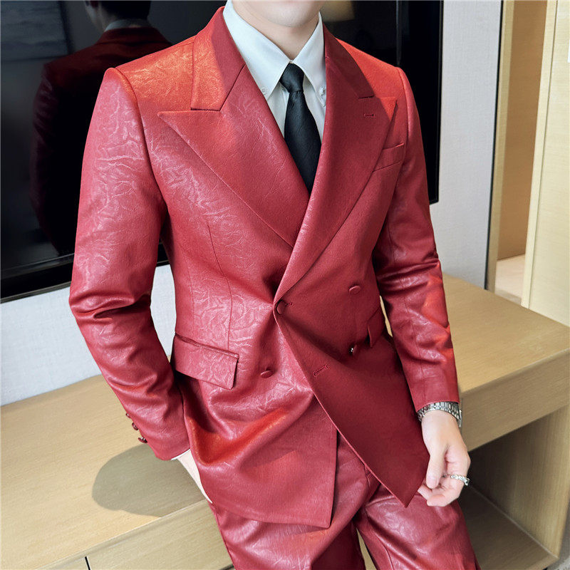 宴会主持人花西装男外套春秋季2025新款高级感发型师休闲西服套装