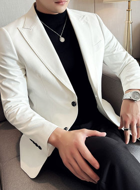 休闲小西装外套男士春秋款2025新款英伦风单西高级感痞帅西服上衣