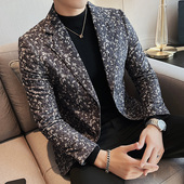 男士 潮流印花西装 高级感花色西服外套韩版 时尚 单西上衣潮 修身 秋季