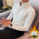 高级感休闲商务正装 法式 白色衬衣 长袖 秋冬加绒修身 大尖领衬衫 男士