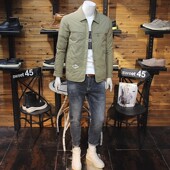 日系净版 修身 羽绒夹克翻领羽绒 男衬衣羽绒服简约拉链口袋时尚 冬装