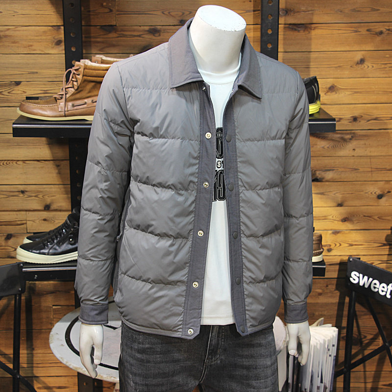 拼接领设计男翻领羽绒服冬季轻薄保暖帅气青年羽绒外套修身羽绒服