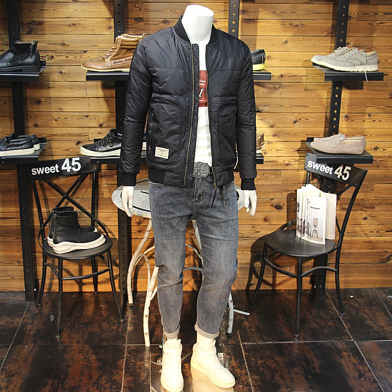 棒球领休闲常规羽绒夹克