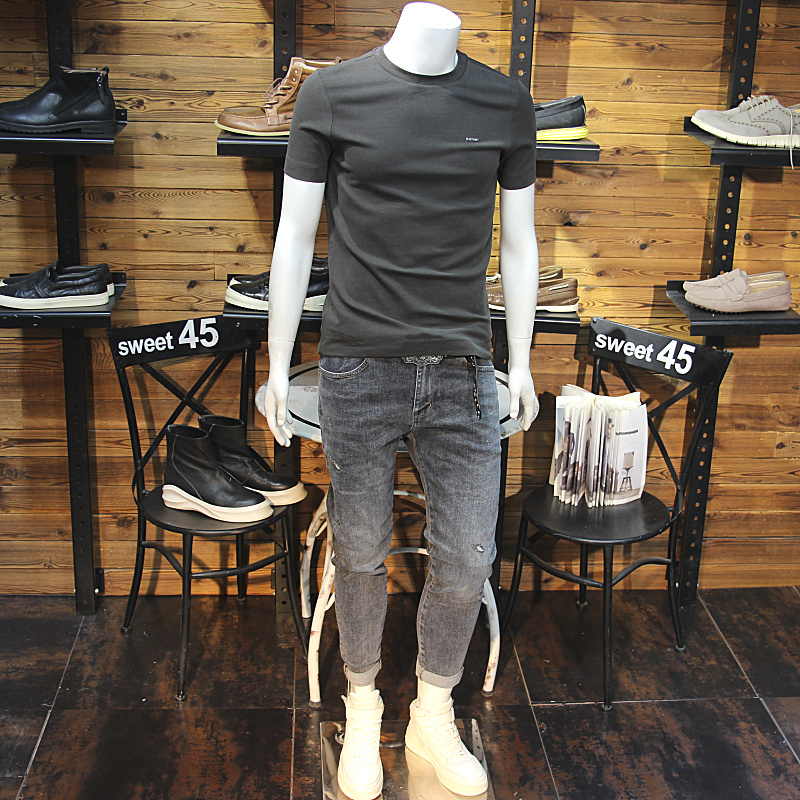 秋冬加厚男t恤简单修身弹力舒绒