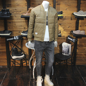 拉链口袋轻薄保暖羽绒外套 修身 冬装 男棒球领羽绒服夹克简约净版