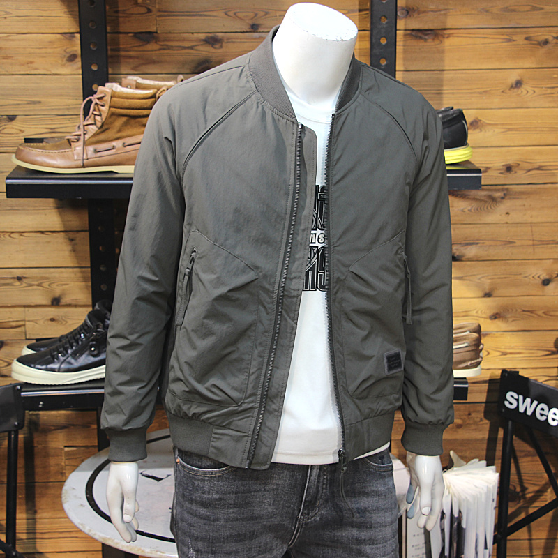 冬装男棒球领二棉夹克简约拉链口袋修身帅气可拆卸帽棉服保暖外套